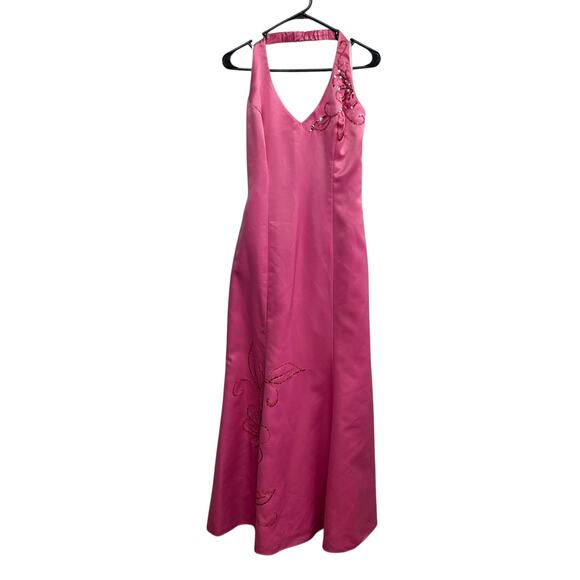 Barbiecore‎ Pink Sequin Gown Masquerade Y2K Lace-Up Size 11/12 - Picture 1 of 9